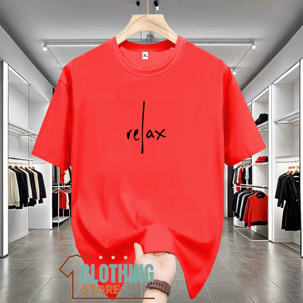 Baju Kaos Distro  Rel4x Text Hitam DQuality Kaos T-Shrit Lengan Pendek Premium Unisex Bahan Katun Co