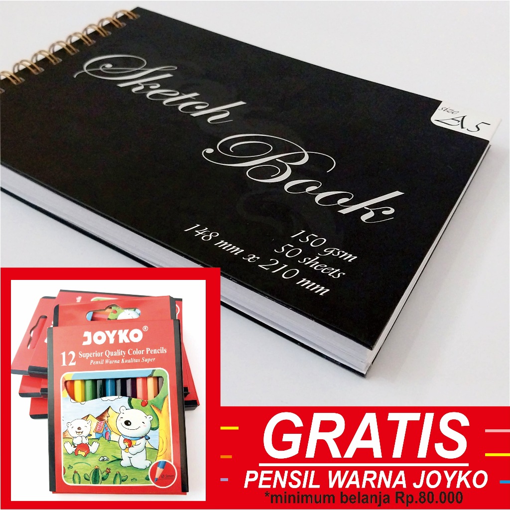 

Sketchbook Black Edition Ukuran A5 /A4 / A3 I Marker Pad | 50 Lembar I Hardcover Depan Belakang I 150gsm