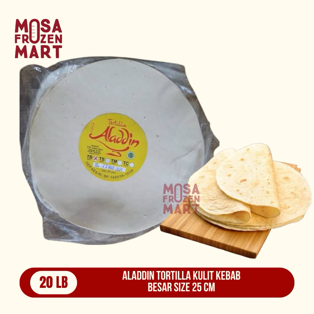 

Aladdin Tortilla Size 25 Cm Isi 20 Lembar | Kulit Kebab