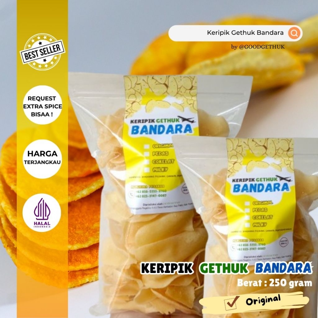 

Keripik Gethuk Singkong BANDARA / Camilan Tradisional Premium / Banyak Varian Rasa / Tanpa Pengawet / Oleh-oleh Renyah Nagih