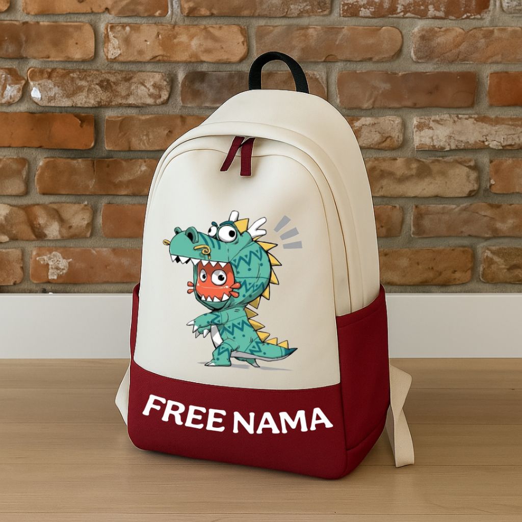 Ransel Minimalis Kombinasi Warna Tas Punggung Krem Merah Maroon Stylish Pria Wanita