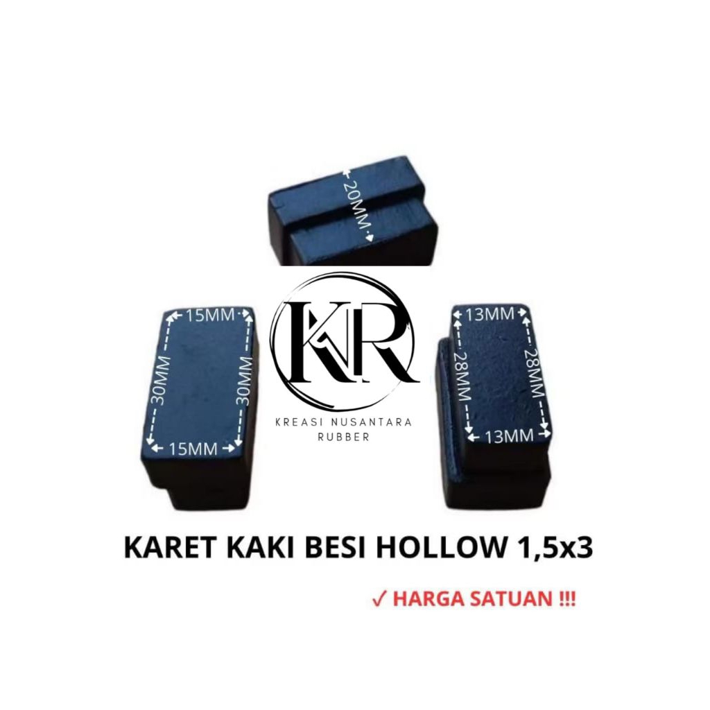 Karet Kaki Hollow 1,5x3  Padat / Karet Tutup Kaki Meja Kursi Rak Besi HOLLOW