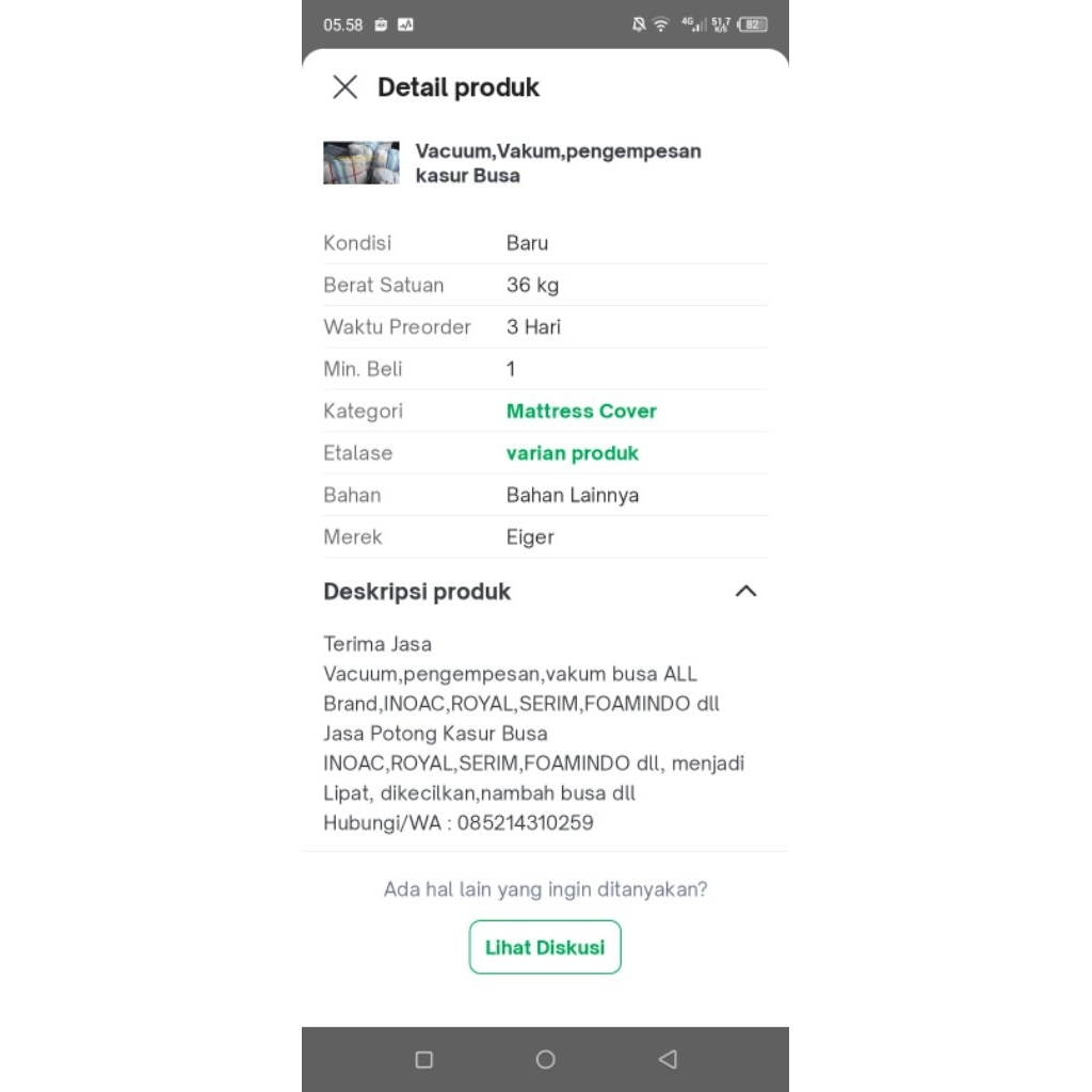 Pengempesan vakum Vacuum kasur busa