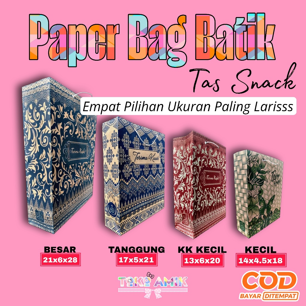 

Paper bag batik empat pilihan ukuran Tas snack paling larisss!!
