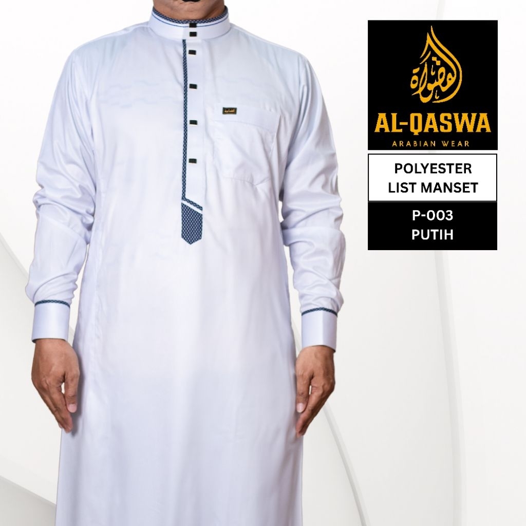 jubah polyster manset ALQASWA kombinasi//by albadar/QOBAA/alnoor/alraz/annabawi/bin auf