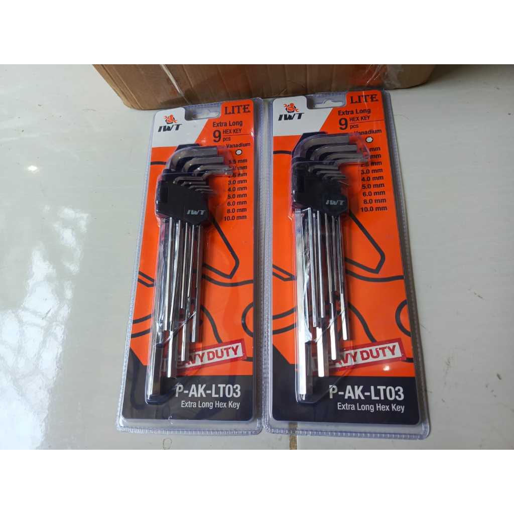 IWT KUNCI L PANJANG KOMBINASI  SET 9 PCS DREXEL HEX KEY 1.5MM - 10MM / Kunci L Kombinasi Panjang