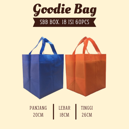 

Paket 60pcs Tas Spunbond Bag 18 ( 20x18x26 ) | Tas Belanja / Acara / Souvenir