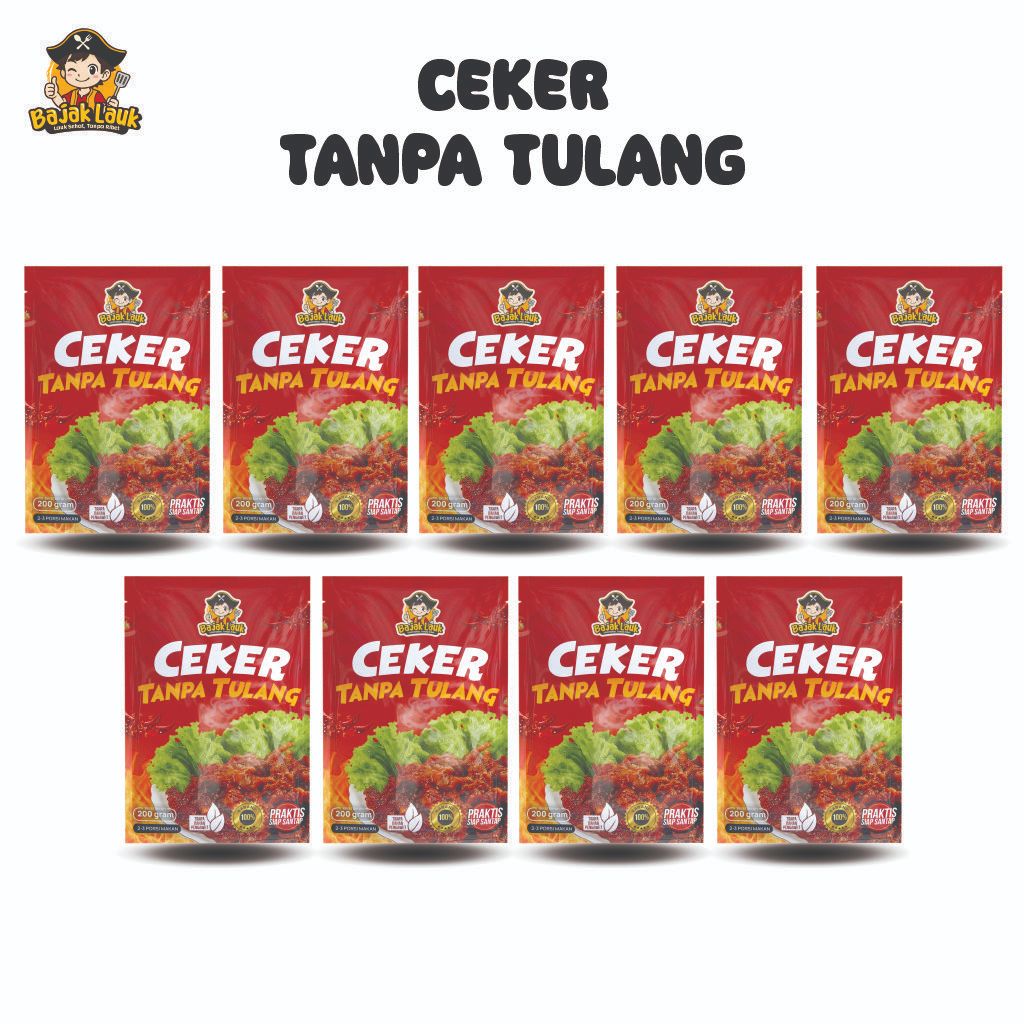 

Bajak Lauk 9pcs Ceker Tanpa Tulang 200gr / Lauk Siap Saji / Makanan Instan / Oseng Mercon