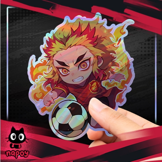 

Stiker Hologram Anime Demon Slayer Kyojuro Rengoku Soccer