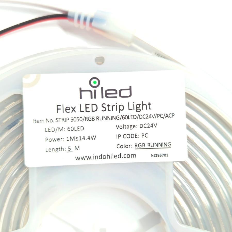 HILED LAMPU LED STRIP 5050 60LED RGB WARNA WARNI REMOT PC DC 12V 12VOLT 14.4WATT FLEXIBEL STRIP HIAS