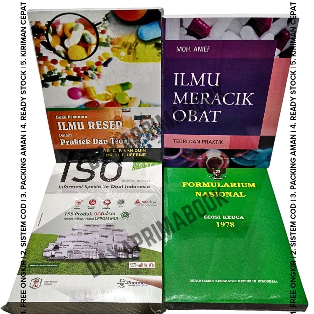 PAKET 4 BUKU FARMASI ISO OBAT, FORNAS, ILMU RESEP, IMO TERMURAH.