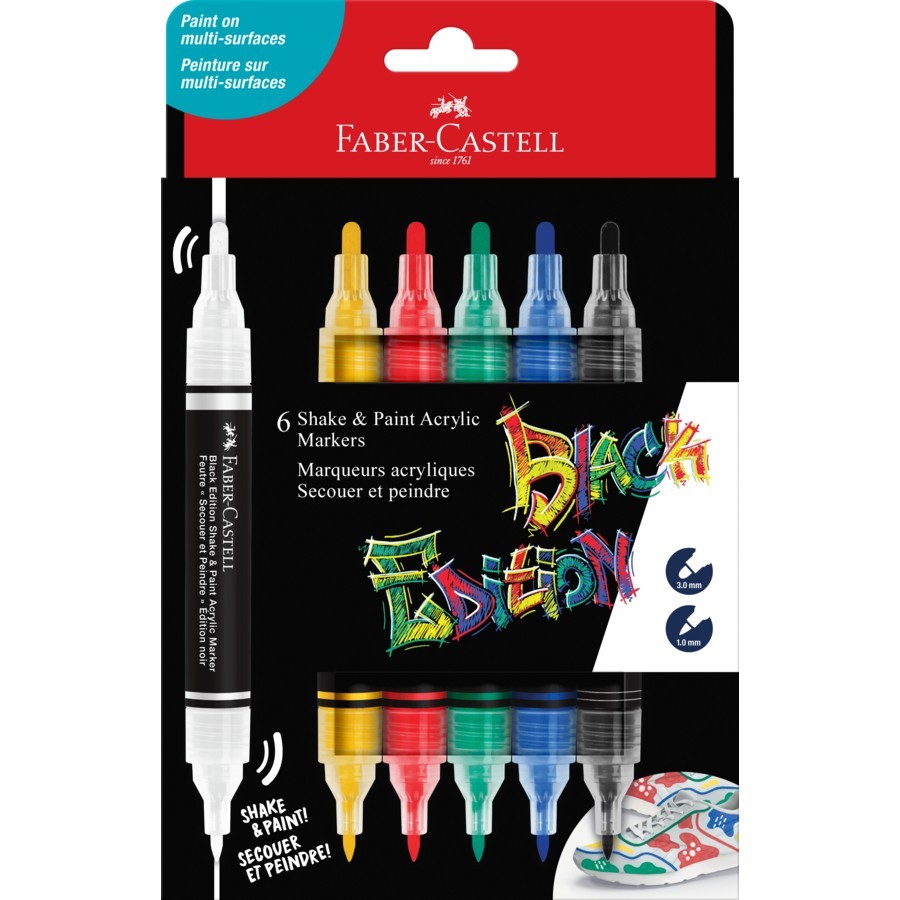 

fabercastell black edition shake & paint acrylic markers metallic 285517