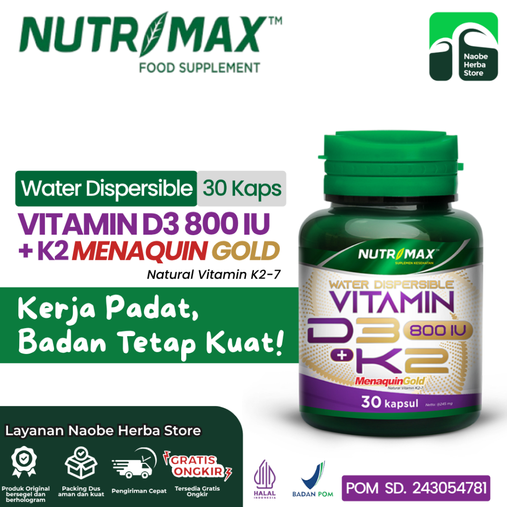 NUTRIMAX - Vitamin D3 800 IU Water Dispersible + K2 Menaquin Gold Water Soluble Suplemen Tulang dan 