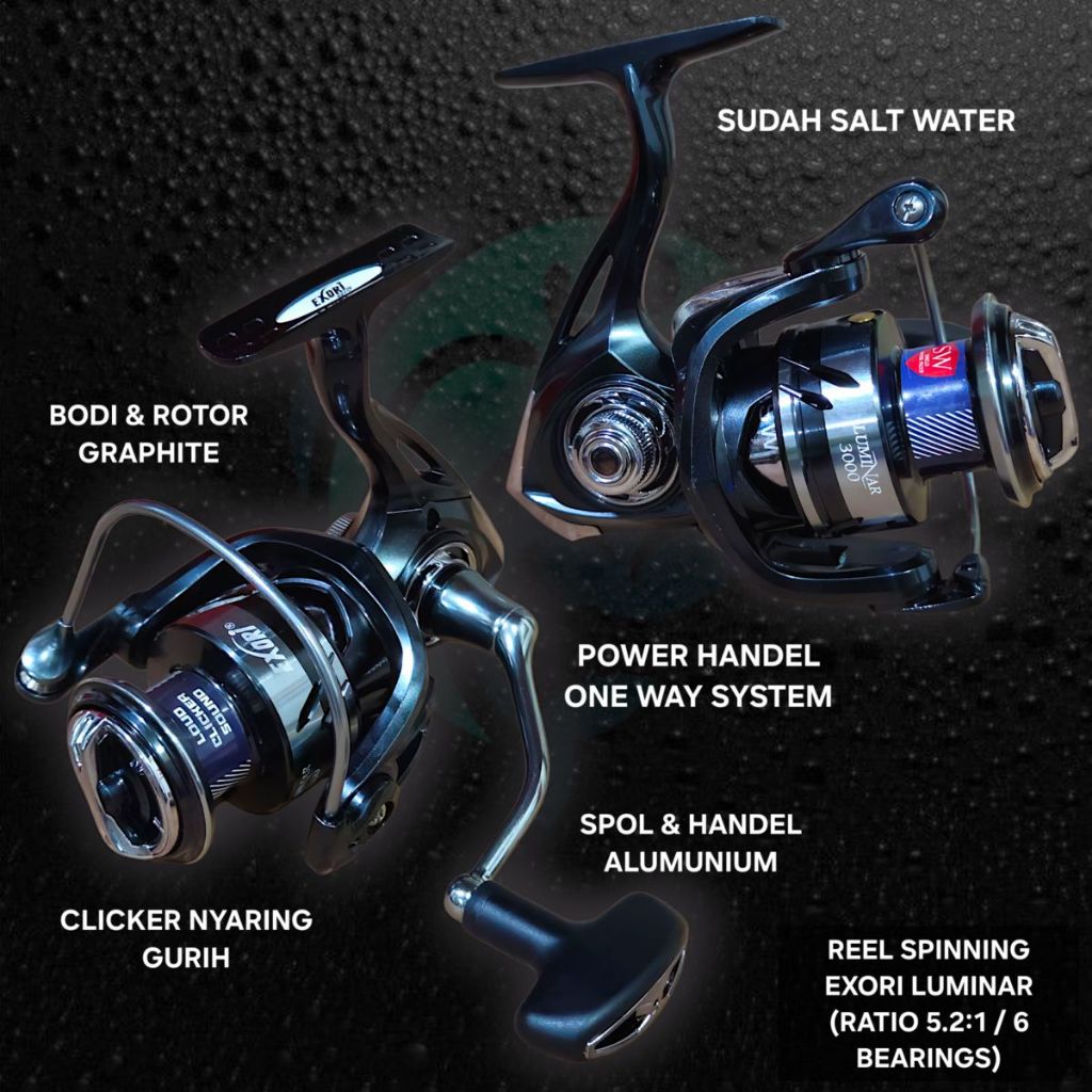 Reel Spinning Exori Luminar SW (5.2:1 / 6 Ball Bearing) / Reel Pancing EXORI Luminar Salt Water Orig