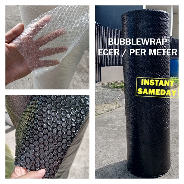 

iNSTANT Bubble wrap meteran eceran 125cm x 1 meter bubblewrap Tebal Upack babel wrep HITAM PUTIH