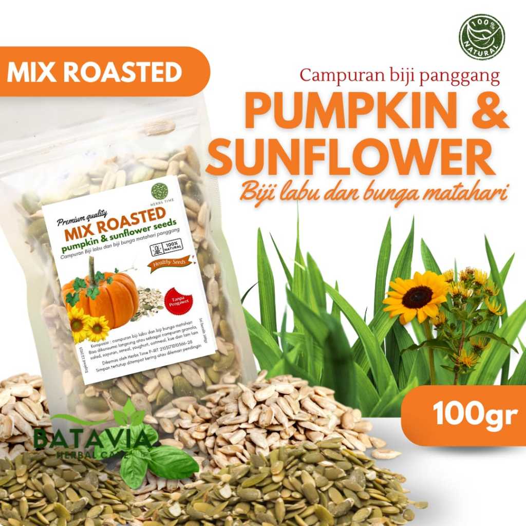 

Mix Seeds Roasted Sunflower Seeds + Pumpkin Seeds Premium Herbs Time