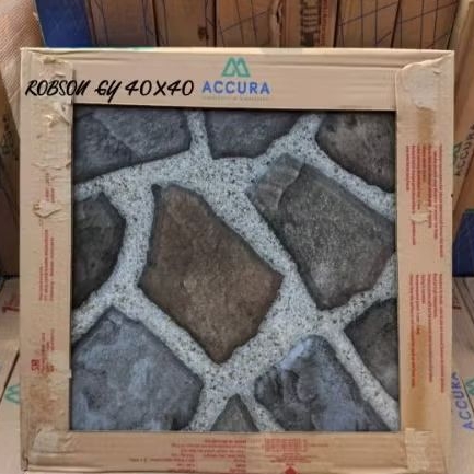 keramik lantai teras/ batu alam 40x40 Robson grey matte- mulia accura