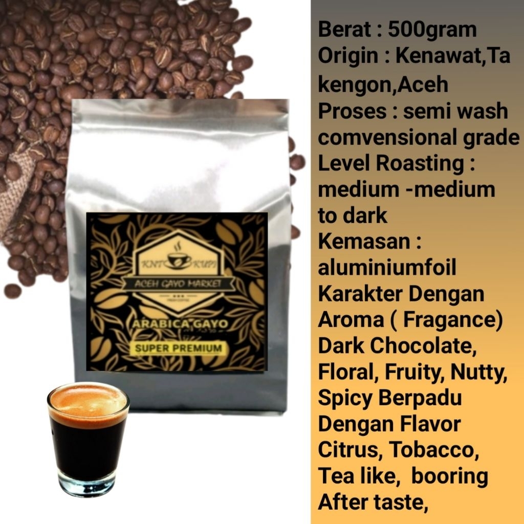 

Kopi Arabika Gayo Premium Semi Washed | Giling Basah | Roasted Bean Fresh 500gr Asli Aceh Gayo.