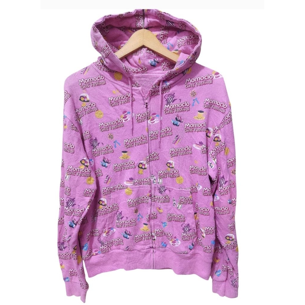 Hoodie Zipper SMOOCH Full Print Original Hoodie Pink