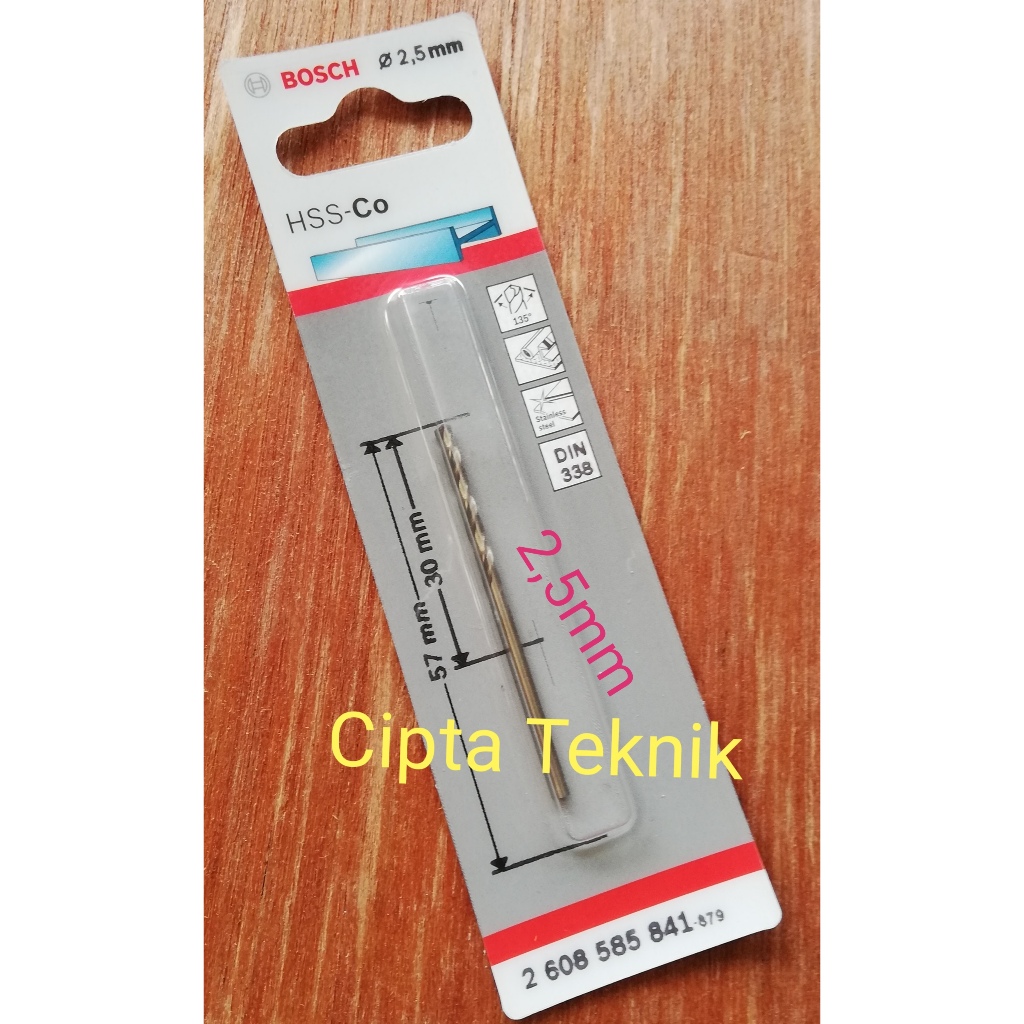Mata Bor Bosch Asli 2,5mm HSS Cobalt 2.5mm Hss co 2,5 mm Kobalt untuk besi dan stainless 2.5 mm