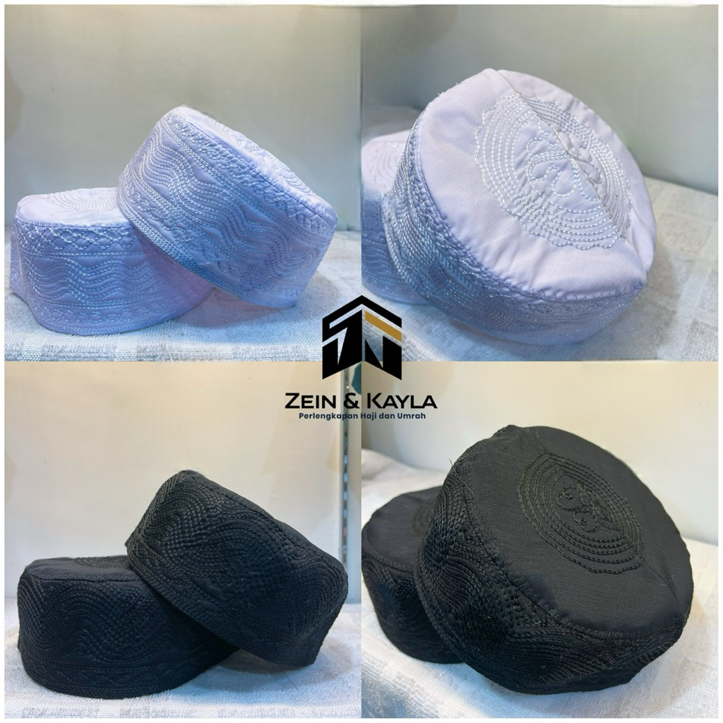 Kopiah Madinah Hitam Dan Putih Peci Madinah Lobe Madinah Kain