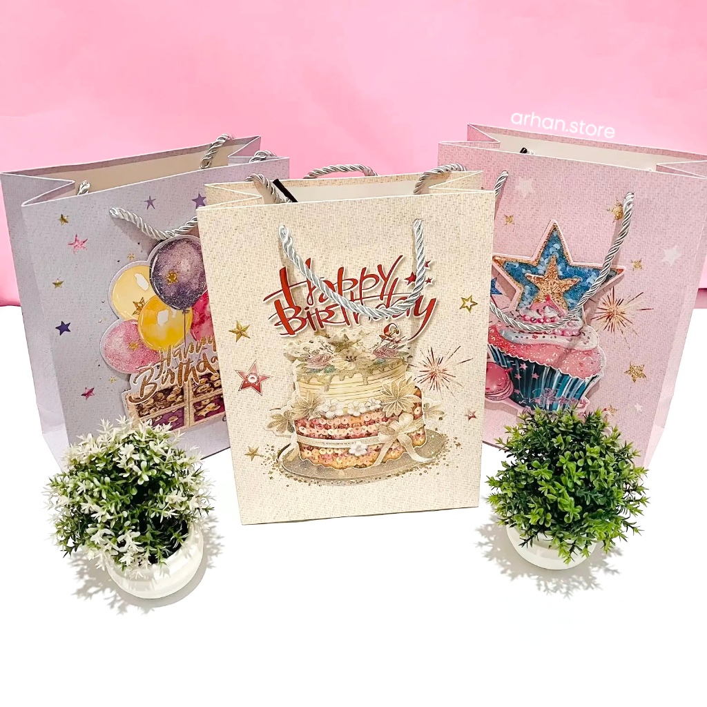 

Paper Bag Ulang Tahun Birthday Motif Kue Balon Cupcake