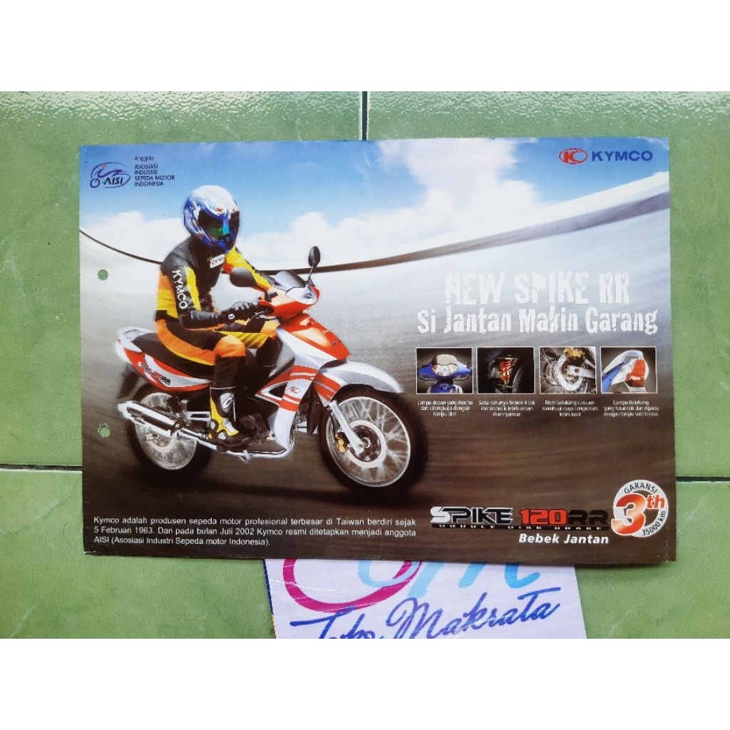brosur iklan motor Kymco SPIKE 120 RR jadul lawas lama