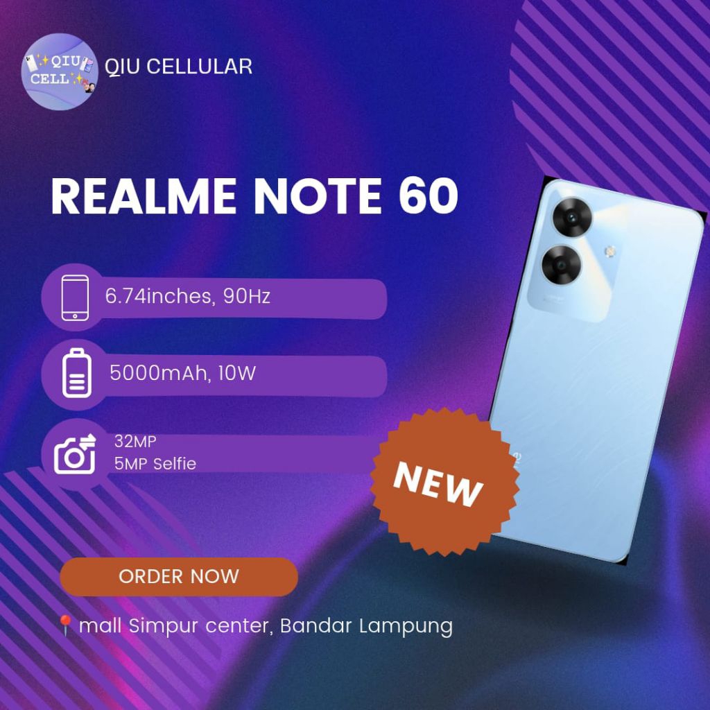 REALME NOTE 60 6/128GB BARU GARANSI RESMI,IMEI TERDAFTAR