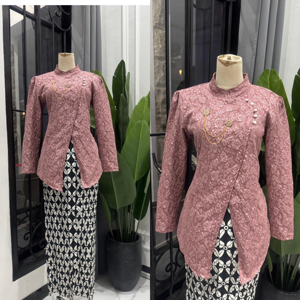 BELANJA SEKARANG SR Kebaya / Setelan Kebaya Janggan Kretek Rok Wiron Prisket / Kebaya Jacquard