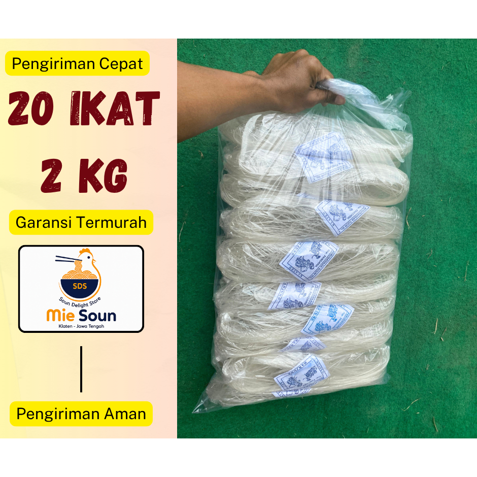 

Mie Soun Cap Pandawa 1 Ball Isi 20 – Berat ±2kg – Soun Kaca Bening & Kenyal