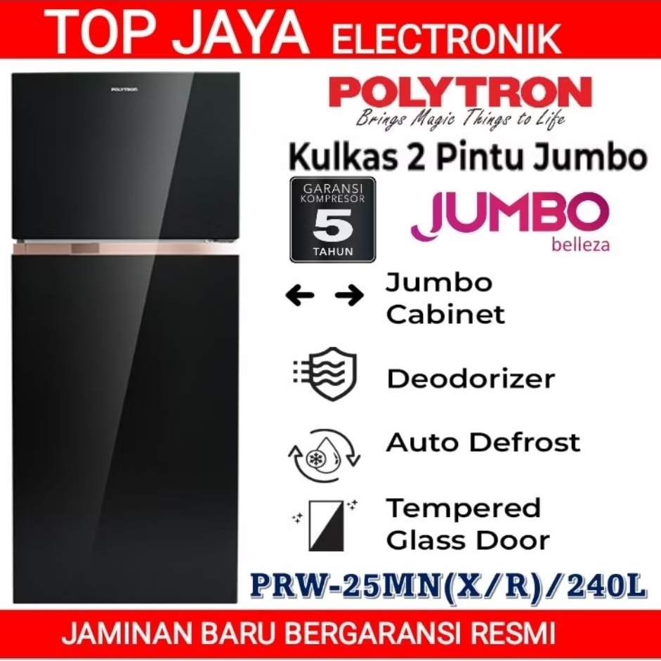 KULKAS POLYTRON 2 PINTU PRW-25MN 240 LITER/LEMARI ES POLYTRON 2 PINTU/LEMARI ES 2 PINTU POLYTRON TAN