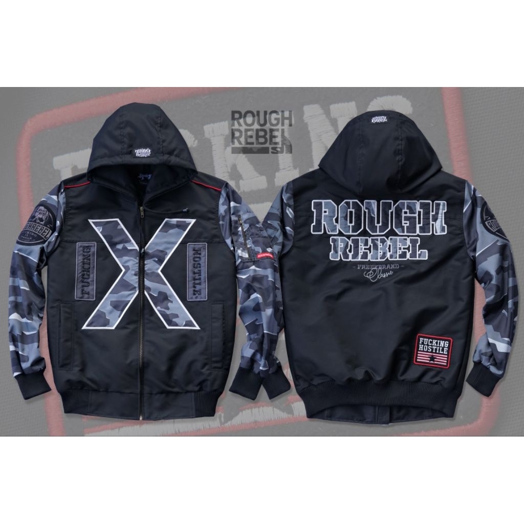 New Camo XFH varsity jacket - ROUGHREBEL OFFICIAL STORE