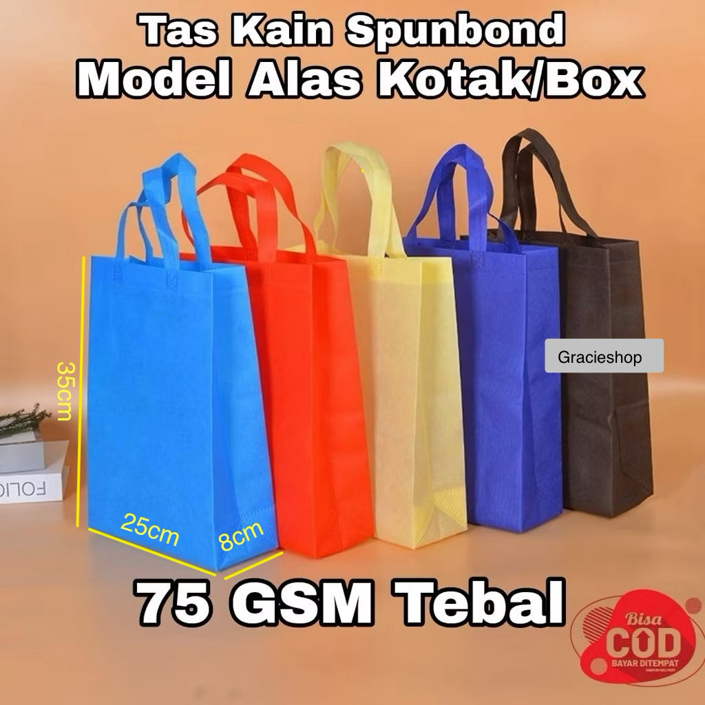 

Tas Spunbond 25x35x8cm / Goodie Bag / Tas Jinjing / Tote Bag / Tas Handle Lipat Samping / Tas HLS
