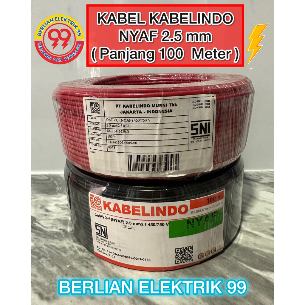 Kabel kabelindo NYAF 1x2,5mm kabel serabut(1roll 100meter)/KABELINDO NYAF 2,5mm