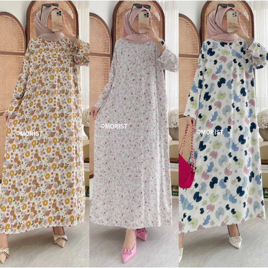 Morist Berlabel Deini Sisni Sunri Homey Dress Gamis Jumbo Allsize Busui Premium Catton Rayon Origina