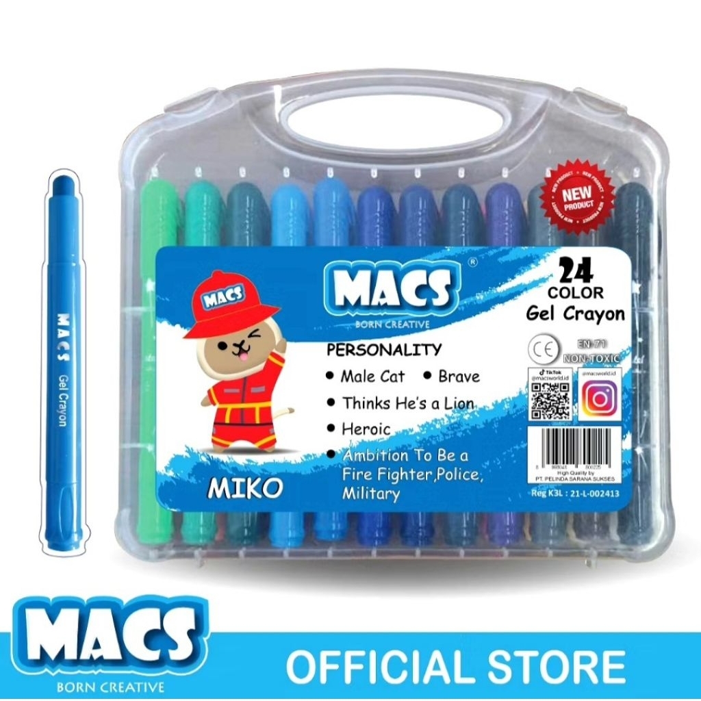 

GEL CRAYON MACS 24 WARNA/ CRAYON GEL MURAH