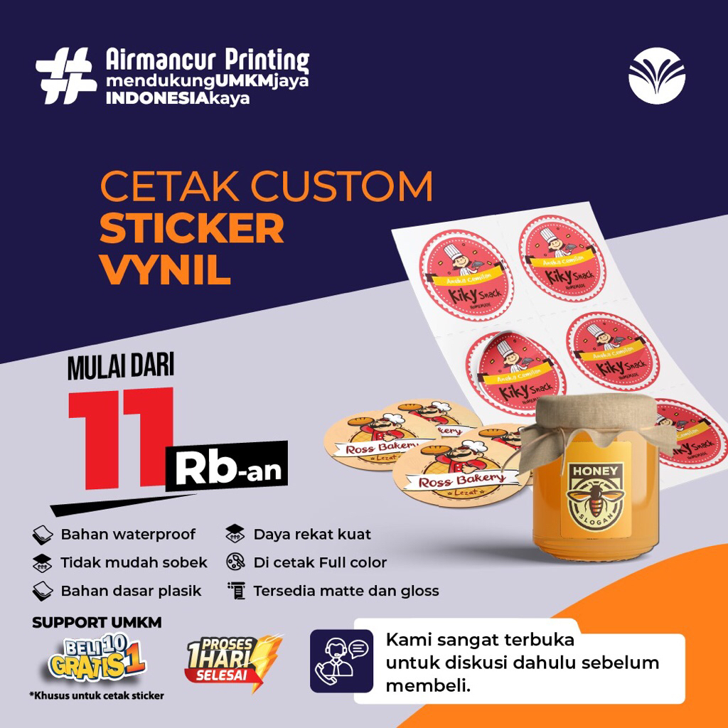 

Cetak Stiker Vinyl A3+ 1hariJADI/Print stiker label produk murah kilat