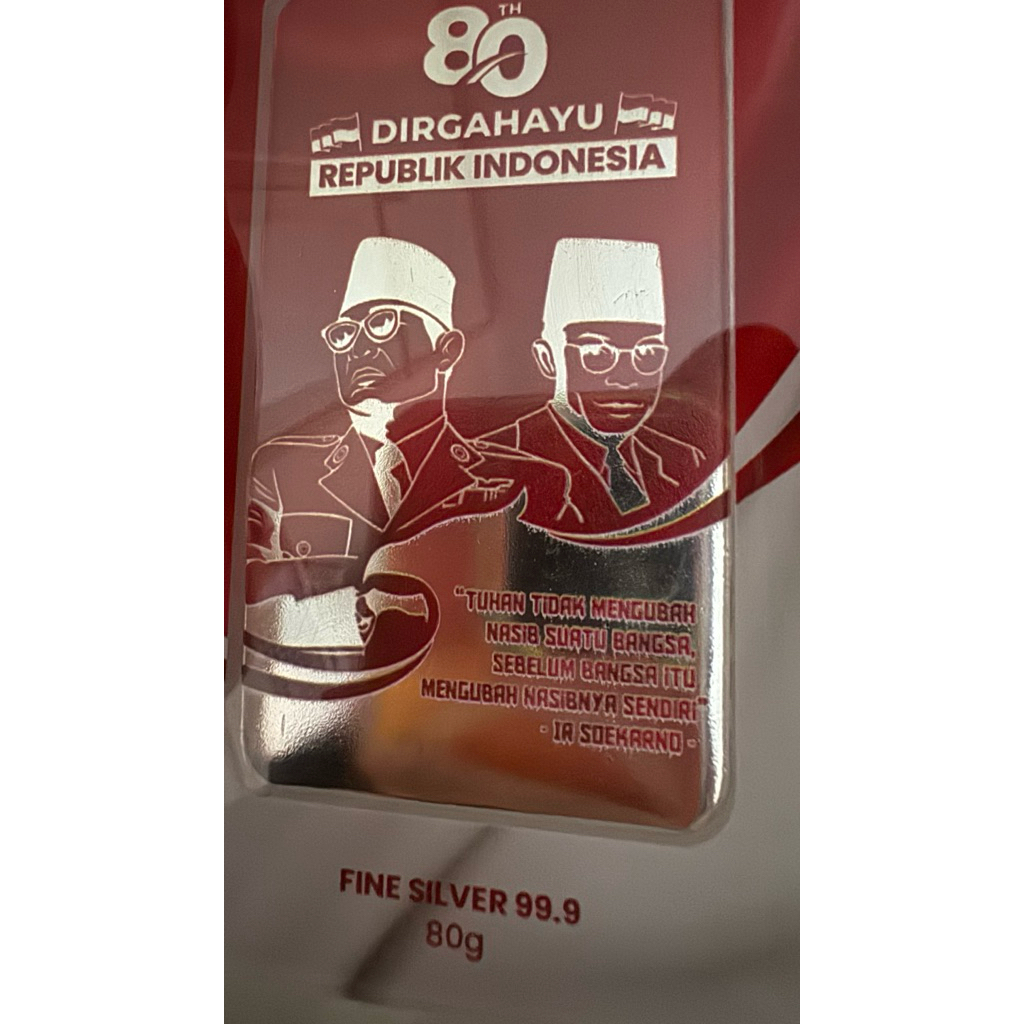 finesilver bar silverium 80 th kemerdekaan RI 80 gr