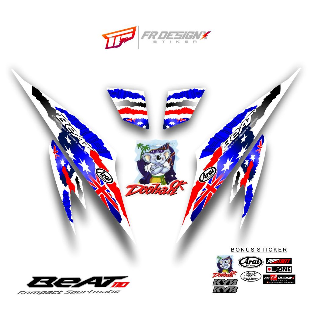 STRIPING STIKER DECAL BEAT CARBU MTF MICK DOOHAN / FR DESIGNX / HONDA BEAT 110 / STRIPING MODIF