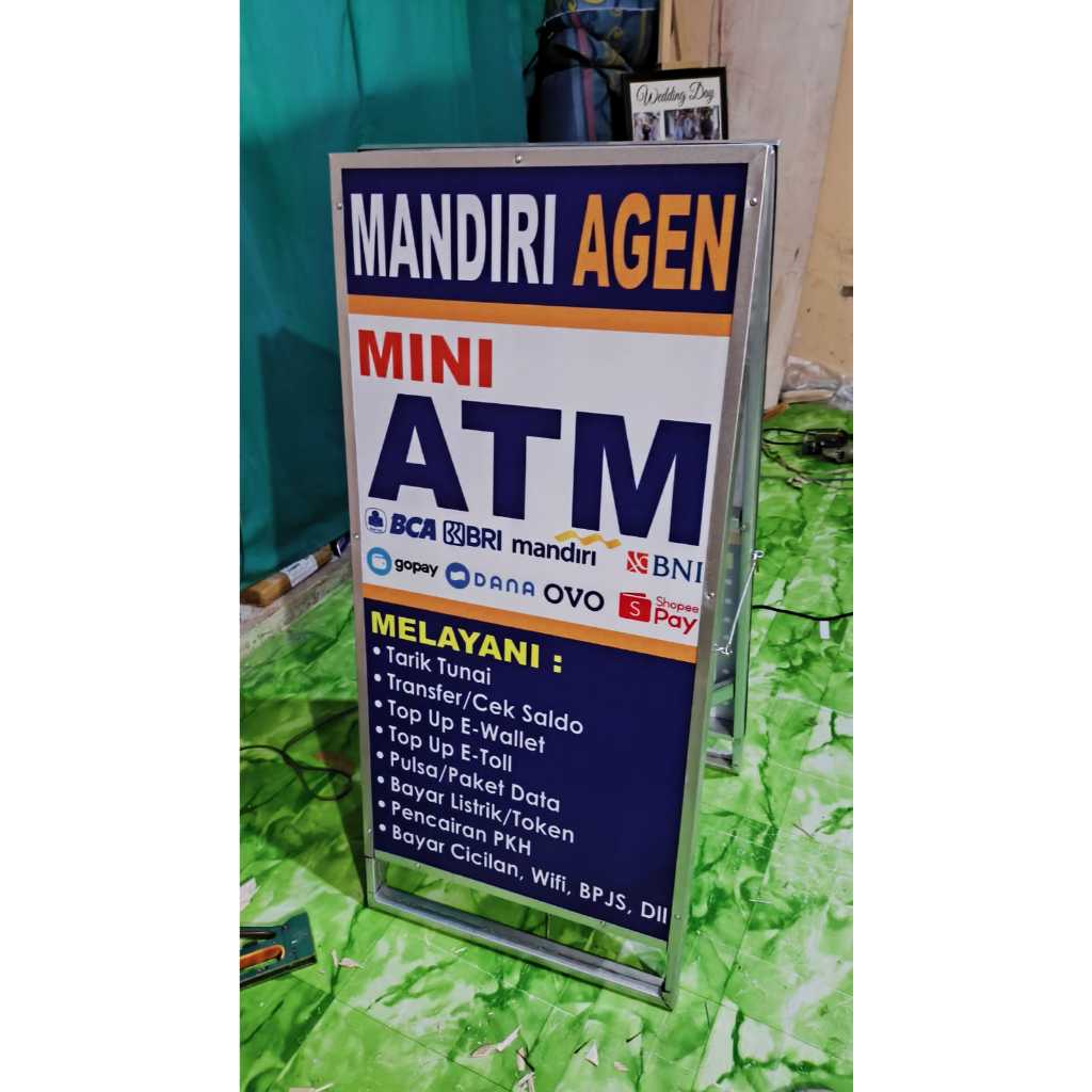 Stand Banner BRI Link/BRI Agen/Mandiri Agen/Mini ATM bahan Besi Hollow