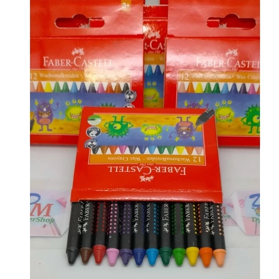 

Faber Castell wax crayons isi 12 warna kelir krayon lilin pewarna crayon Ori 100% Original Asli Authentic