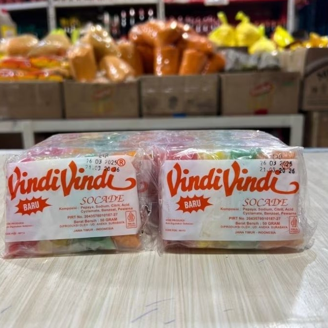 

Vindi Vindi Socade 50 gr / Sukade buah kering warna warni / Topping Kue