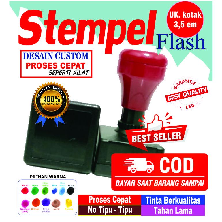 

[1 HARI JADI] STEMPEL OTOMATIS / STEMPEL CUSTOM DESAIN / 35X35 ML / STEMPEL KOTAK BISA 2 WARNA/LEBIH