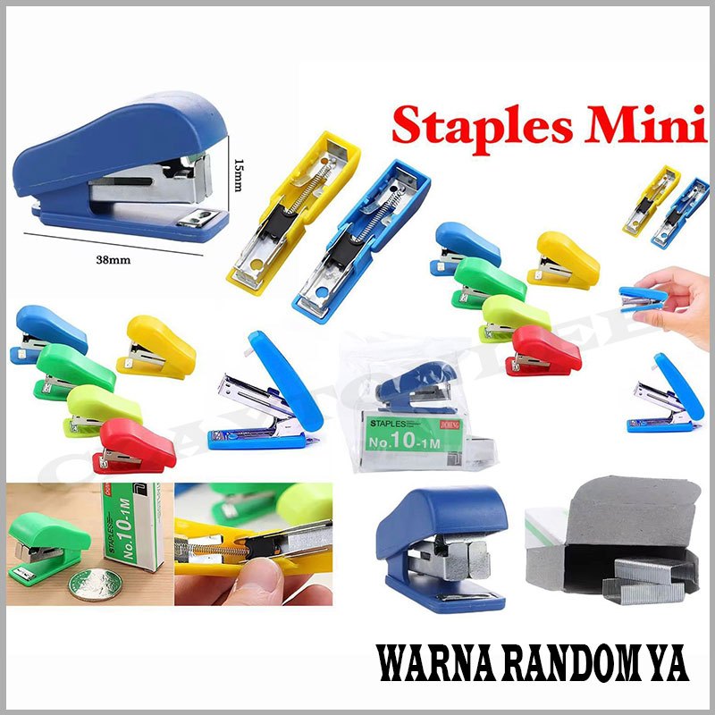 

Staples Stapler Mini Free isi ATK Portable ALat Kerja Kantor Serbaguna