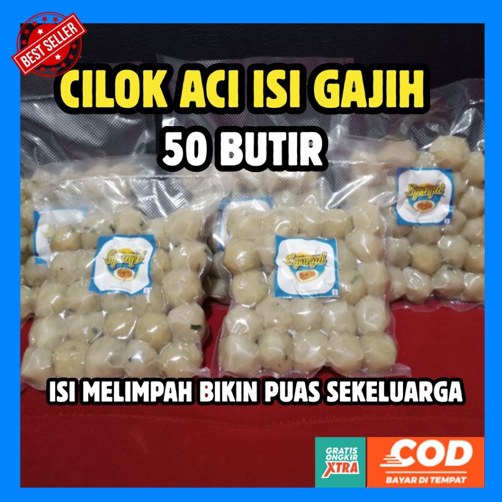 

PAKET HEMAT (50 Butir) Cilok Aci isi gajih lemak sapi/jando sapi/boci/baso aci