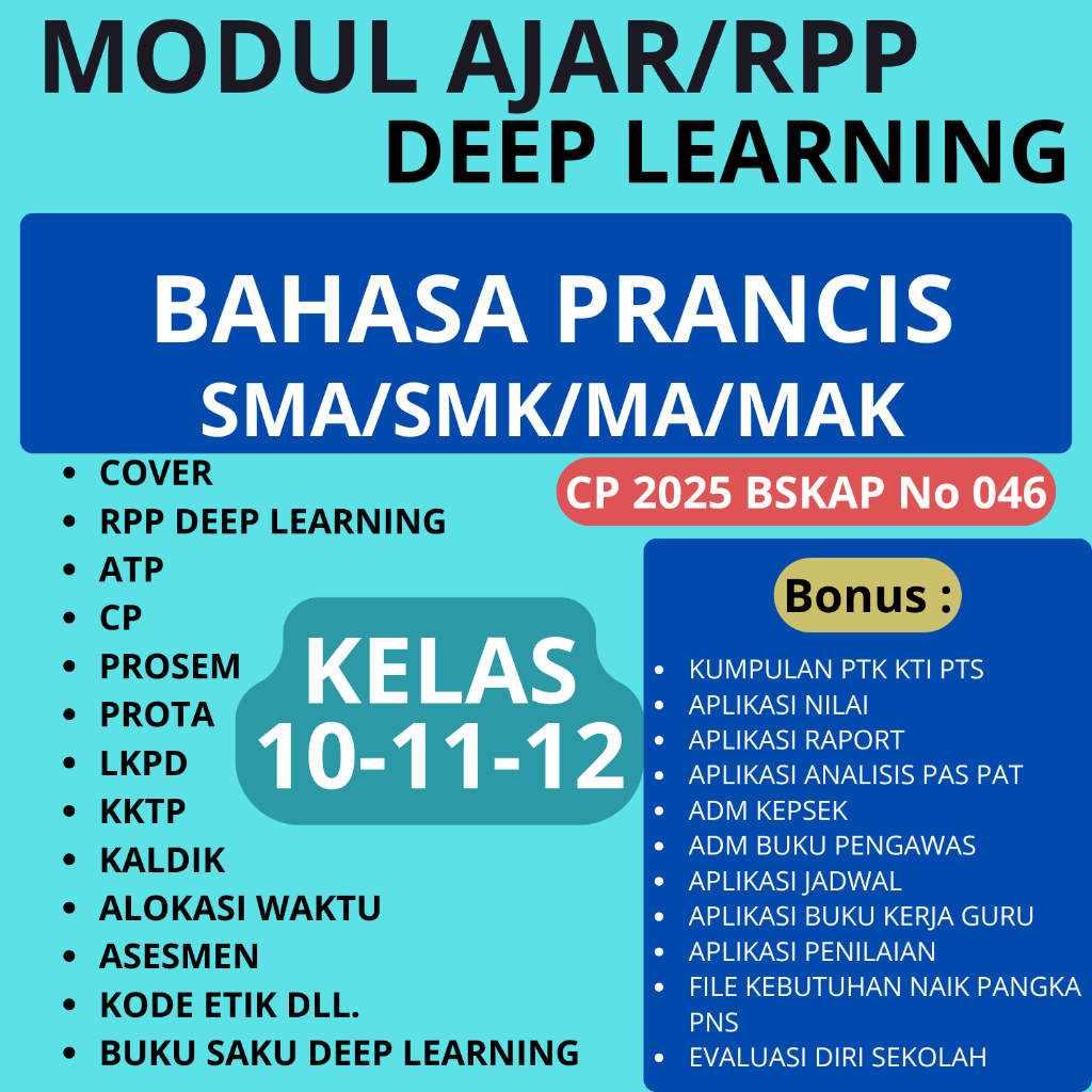 

Modul Ajar RPP Deep Learning BAHASA PRANCIS KELAS 10 11 12- RPP DEEP LEARNING SMA/SMK SIAP PAKAI