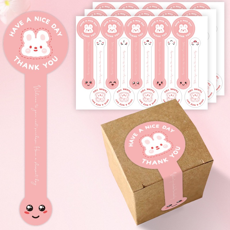 100 Pcs Stiker Label Sticker Segel Kado & Kemasan Stiker Thank You Stiker Label Panjang Diy Thank