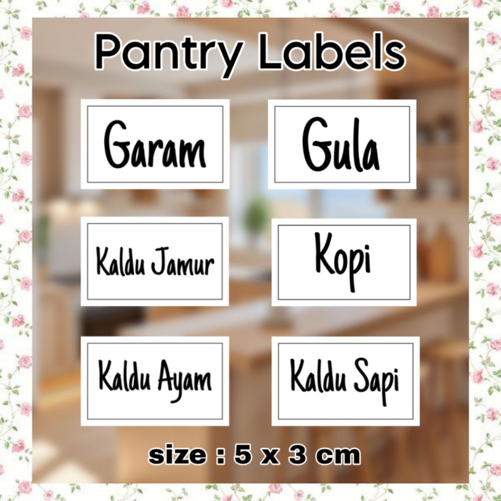 

PANTRY LABEL STICKER LABEL NAMA BUMBU DAPUR PRODUK KEMASAN / STIKER BOTOL VARIAN RASA MINUMAN