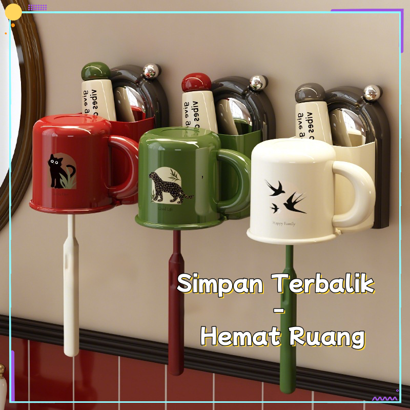 Tempat Dispenser Odol dan Sikat Gigi Premium / Rak Tempat Sikat Gigi & Odol Tempel Dinding