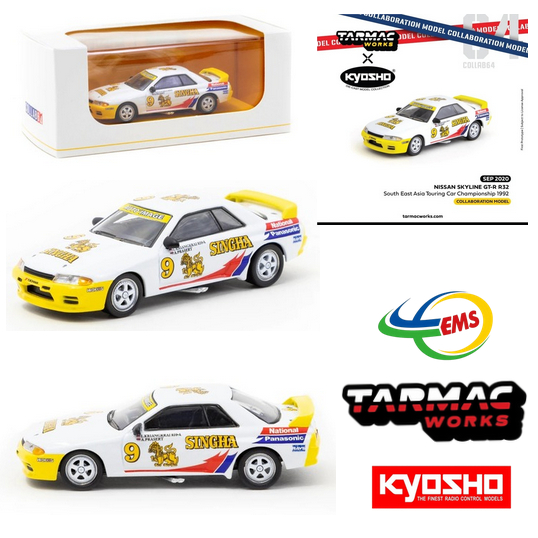 T64K-001-92SEA - Tarmac Works x Kyosho 1/64 NISSAN SKYLINE GTR R32 SOUTH EAST ASIA TOUR